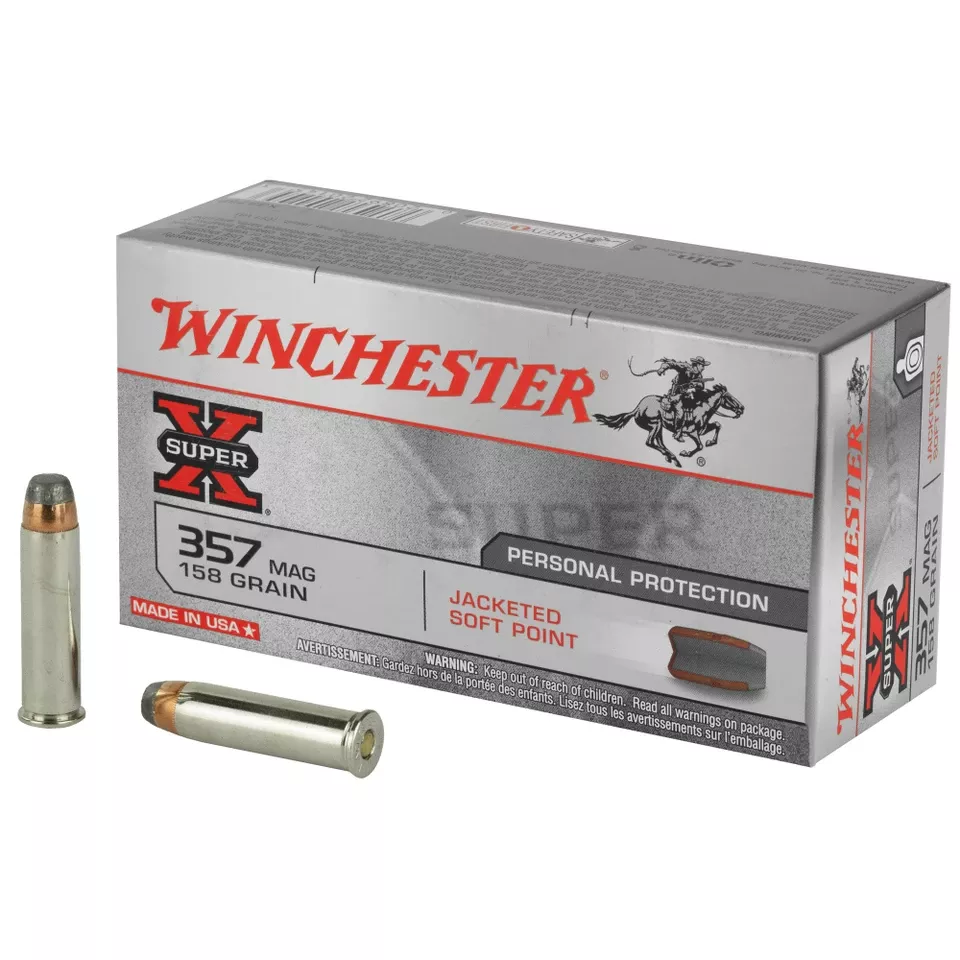 Winchester Super-X .357 Magnum 158 Grain JSP Ammunition - 50 Rounds/500 Rounds