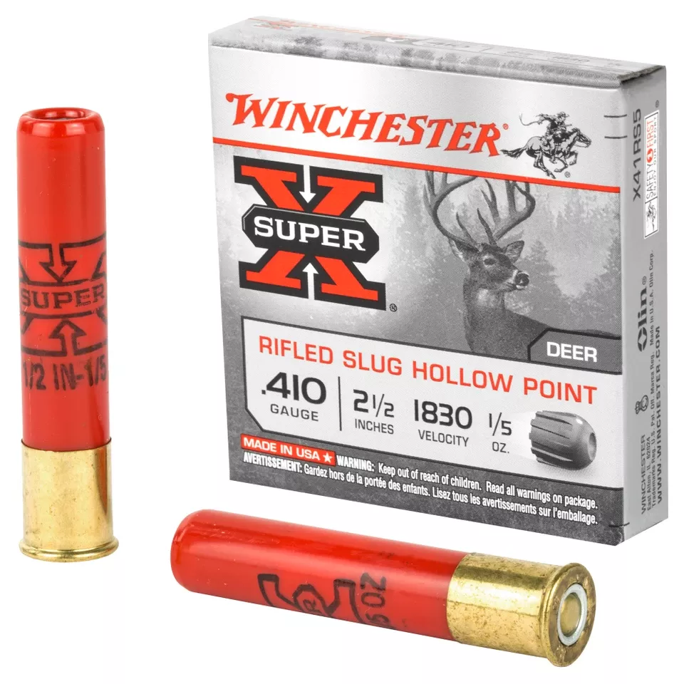Winchester Super-X 410 Gauge 2.5" 1/5 oz Rifled Slug 5 Rounds/Box 250 Rounds/Case