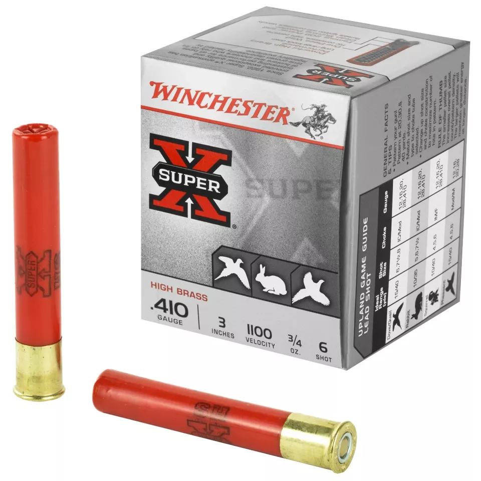 Winchester Super-X 410 Gauge 3" #6 Shot, 25 Rounds per Box, 250 Rounds per Case