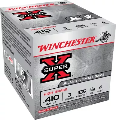 Winchester Super X Hi Brass 410 Ga 3″, 11/16 Oz, #4, 25 Rds