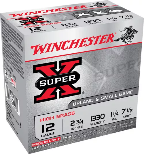 Winchester Super-X High Brass 12 Gauge Shotshell Ammunition, 2 3/4 Inch, 1330 FPS, 1 1/4 Ounce, #7 1/2 Shot – 25 Cartridge Box ( 25 / 1 )