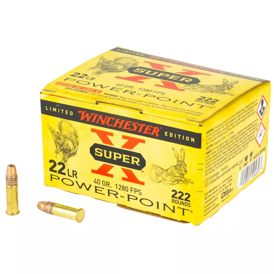 Winchester Super-X Power-Point .22LR 40 Grain Lead Hollow Point Ammunition 222/2220