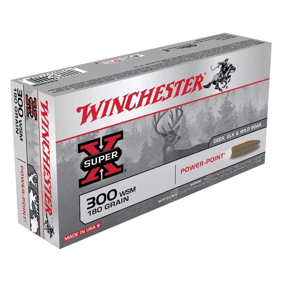 Winchester Super-X Power-Point 300 WSM 180 Grain Ammunition - 20 Rounds/200 Rounds