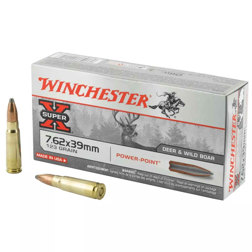 Winchester Super-X Power-Point 7.62x39mm 123 Grain, 20 Rounds/Box, 200 Rounds/Case