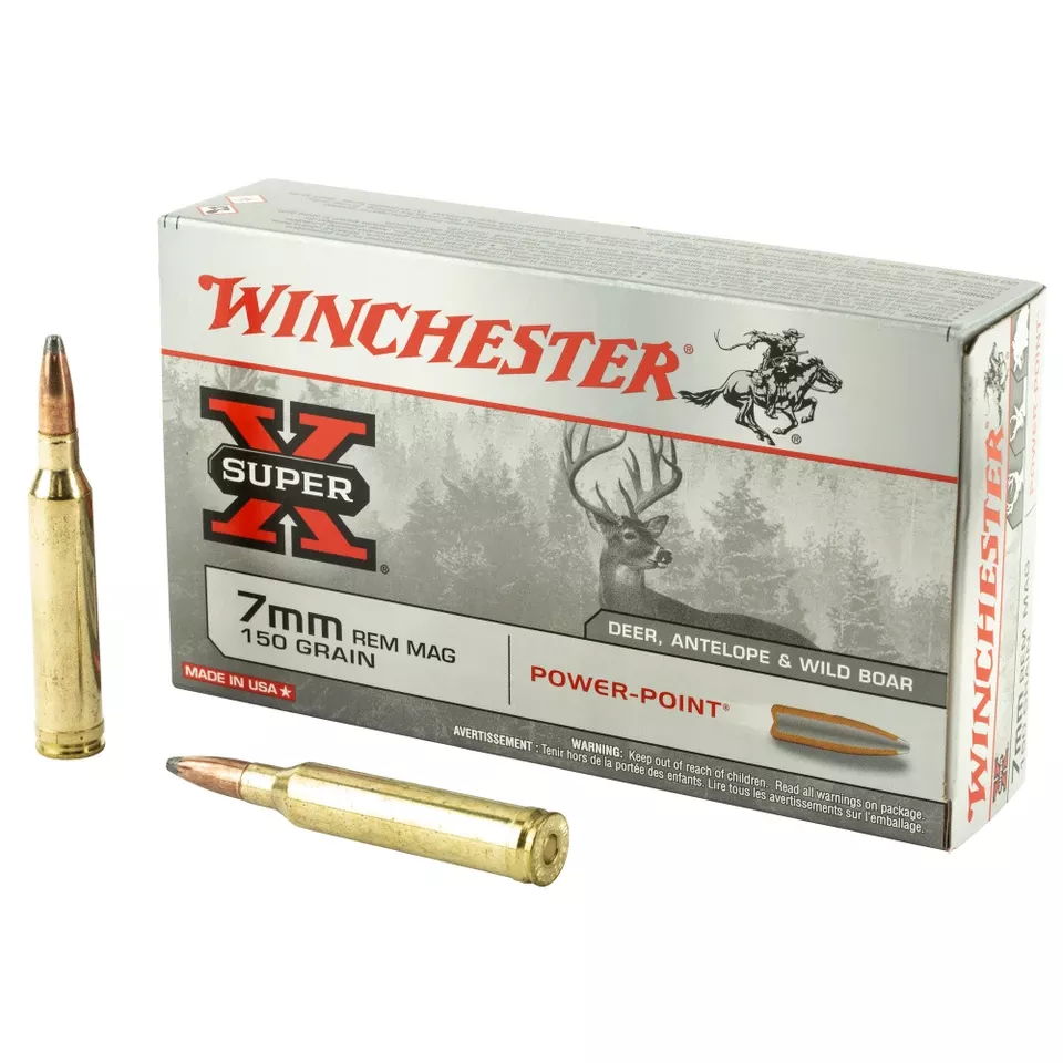 Winchester Super-X Power-Point 7mm Remington Magnum 150 Grain, 20 Rounds/200 Rounds