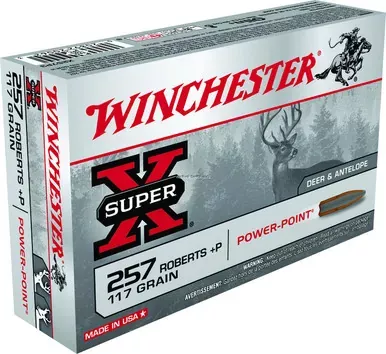Winchester Super-X Rifle Ammo 257 ROB, Power-Point, 117 Grains, 20 Rounds