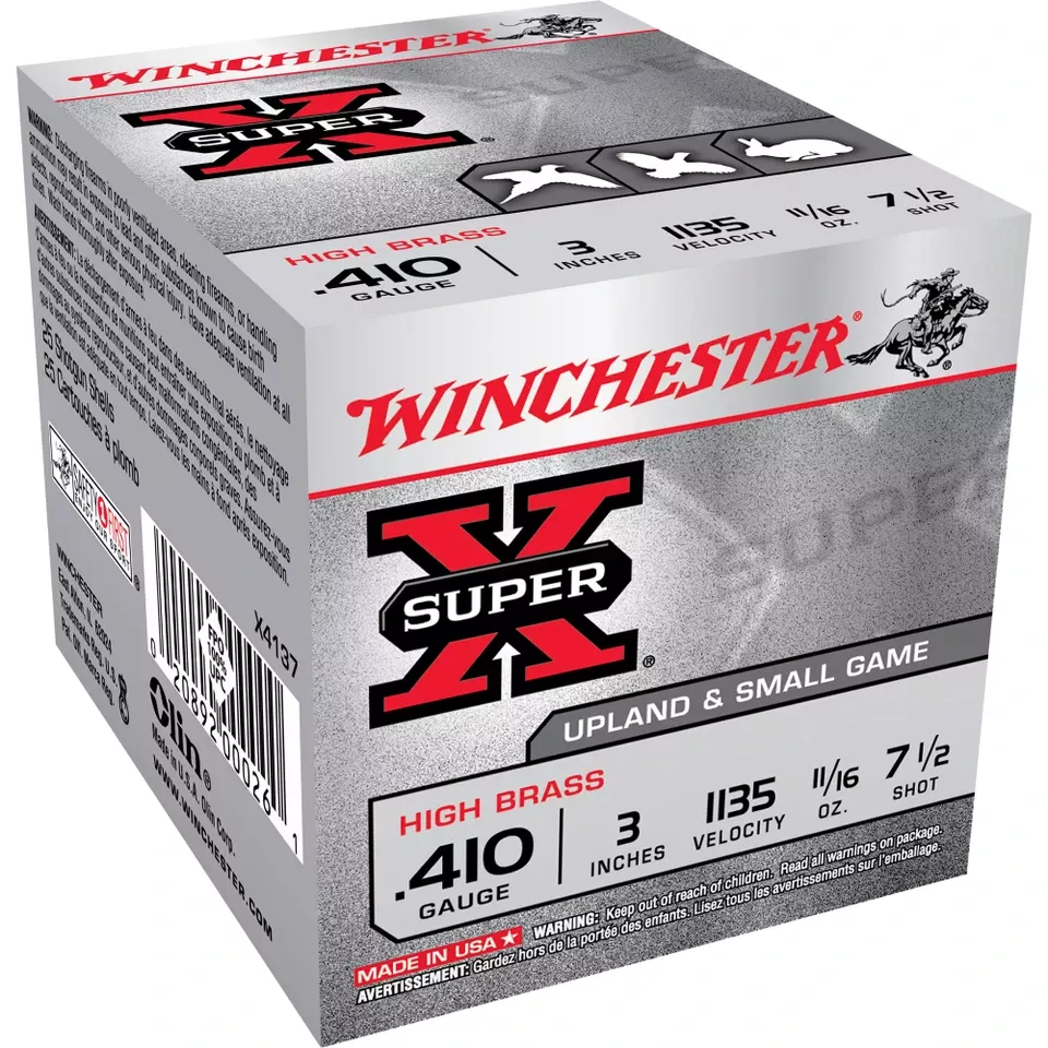 Winchester Super-X Upland 410 Gauge 3" #7.5 Shot, 25 Rounds per Box, 250 Rounds per Case