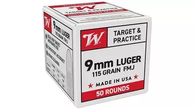 Winchester Target & Practice, 9mm 115 Gr, FMJ, 50 Rounds