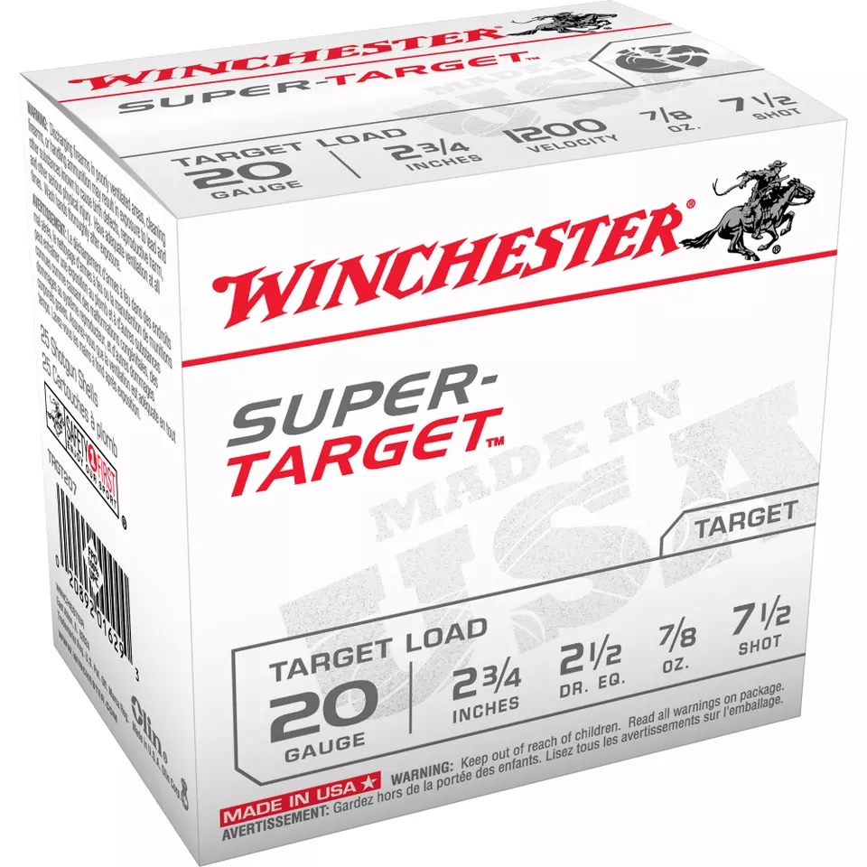 Winchester USA 20 Gauge 2.75" #7.5 Shotgun Shells - 25 Rounds per Box, 250 Rounds per Case