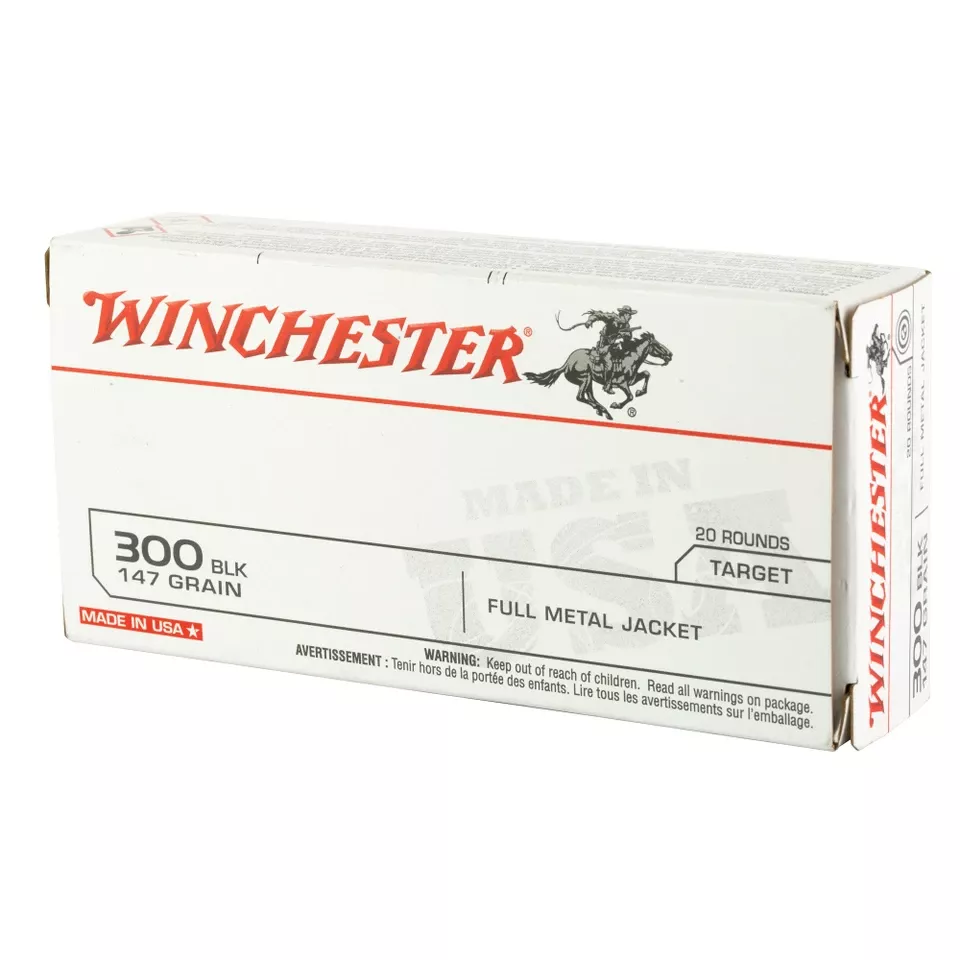 Winchester USA 300 Blackout 147 Grain FMJ Ammunition - 20 Rounds/200 Rounds