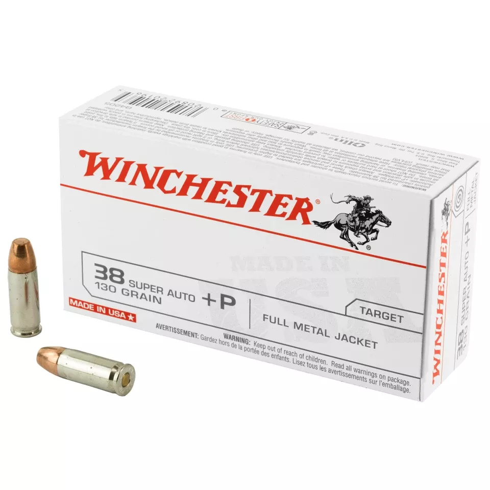 Winchester USA 38 Special +P 130 Grain Full Metal Jacket Ammunition - 50 Rounds/500 Rounds