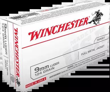 Winchester USA 9mm 124 Gr, FMJ, 50 Rds