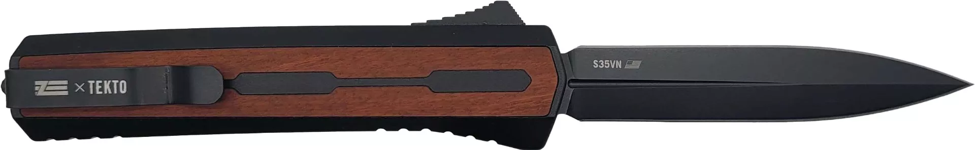 Zastava A7 OTF Knife – American Walnut Wood | S35VN Dagger Blade