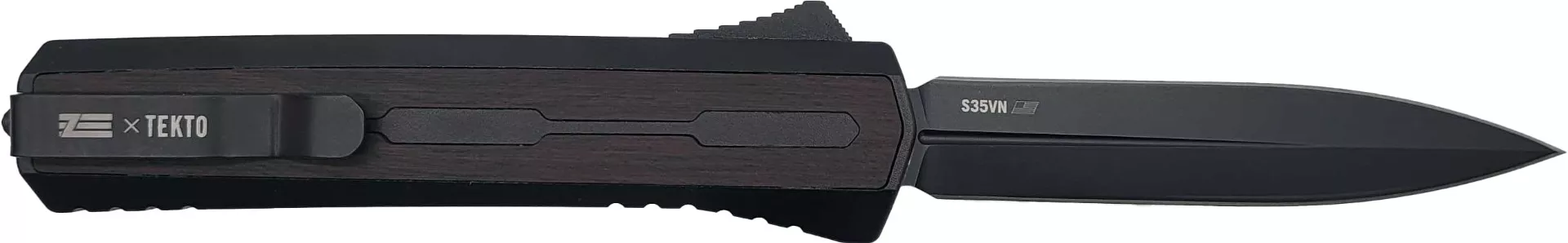 Zastava A7 OTF Knife – Tactical Black Wood | S35VN Dagger Blade